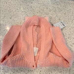 NWT pink button down sweater with ears